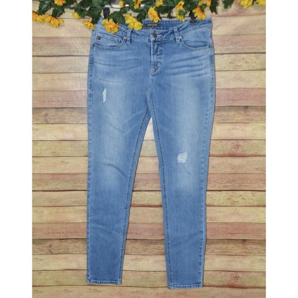 Dear John Joyrich Ladies Light Blue Comfort Skinny Leg Denim Jeans 30 Distressed
